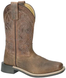 Smoky Mountain Boots Distressed Pebble Brown Square Toe Midland Boots for Children