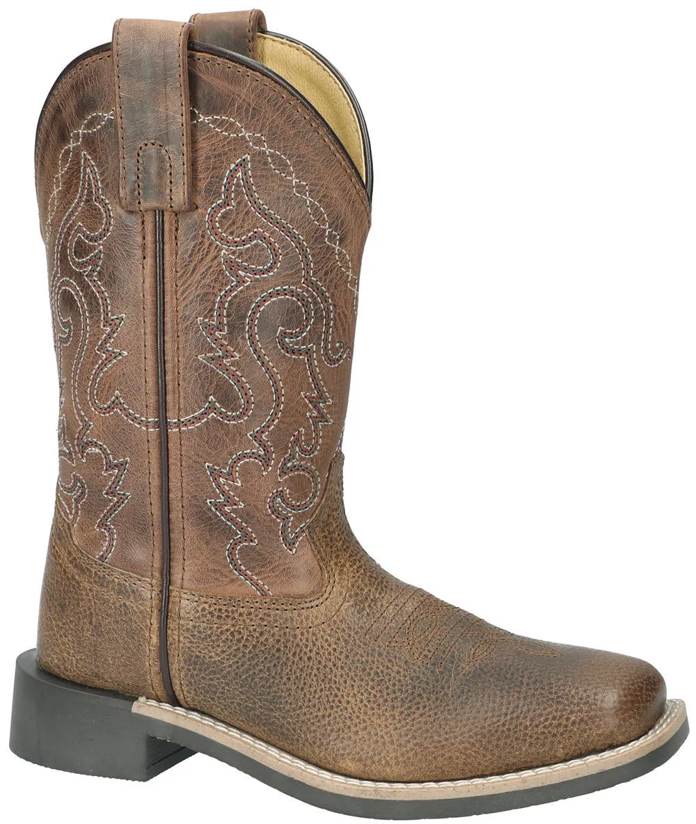 Smoky Mountain Boots Distressed Pebble Brown Square Toe Midland Boots for Children
