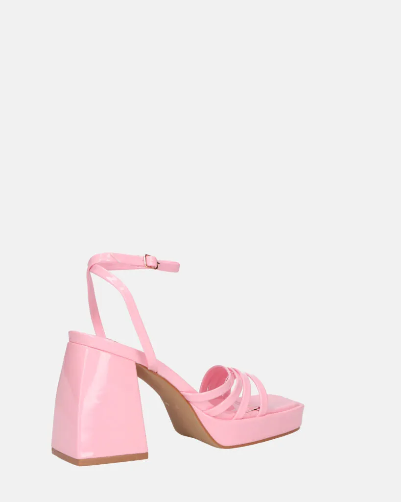 WINONA - sandali in glassy rosa con tacco squadrato