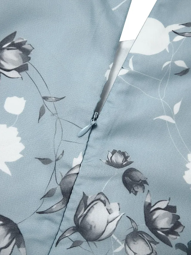 Women's Casual Dress Swing Dress Floral Dress Chiffon Long Dress Maxi Dress Green Blue Light Blue Short Sleeve Floral Ruffle Spring Summer V Neck Fashion Daily Date Vacation 2023 S M L XL XXL 3XL