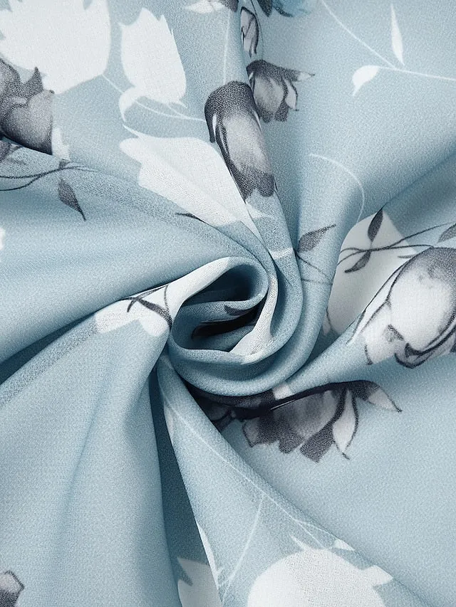 Women's Casual Dress Swing Dress Floral Dress Chiffon Long Dress Maxi Dress Green Blue Light Blue Short Sleeve Floral Ruffle Spring Summer V Neck Fashion Daily Date Vacation 2023 S M L XL XXL 3XL