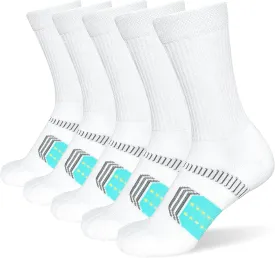 Womens Cushioned Athletic Running Crew Socks Breathable Wicking Comfort Hiking Socks 5 Pairs